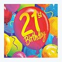 21st Birthday Party Balloons Beverage Napkins