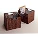 Set of 2 Espresso Finish Storage Wicker Rattan Baskets