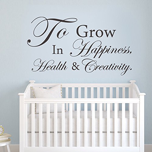 To Grow in Happiness, Health and Creativity – Nursery Wall Quote Vinyl Wall Sticker (Custom, Small)