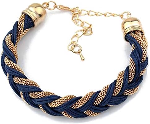 LUNA Womens Punk Weave Sanke Chain Choker Chunky Bracelets Party Jewelry 7.5Inches Navy