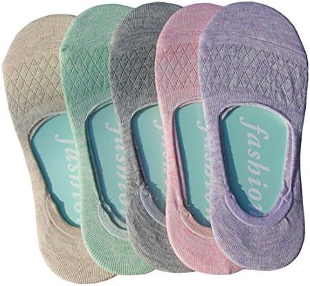 FAYBOX Women Cotton No Show Liner Socks Low Cut Non Slip 3Pack 5 Pack Hollow