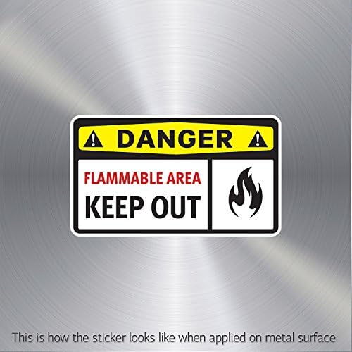 Decor Stickers Danger Flammable Area Keep Out Permanent Teen room Specialit (18 X 10.3 In)