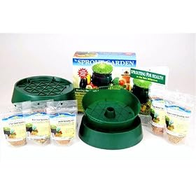 Basic Sprouting Starter Kit w/ Seeds - Everything You Need to Grow Sprouts in Your Kitchen - Includes: 3 Tray Sprout Garden Instructions: Organic Sprout Seed: Bean Mix, Alfalfa, Salad Mix, Wheat (for Wheatgrass).