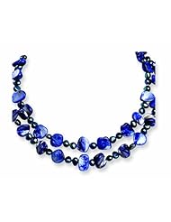 Sterling Silver Peacock Cultured Pearl & Mother of Pearl Necklace