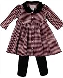 : Plum Pudding Pink Houndstooth Dress w/ Brown Tights