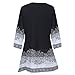 Women's Tunic Top- Black And White Rose Border Long Sleeve Blouse