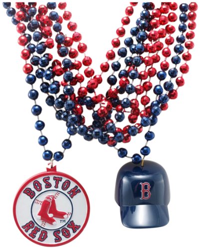 MLB Boston Red Sox Team Medallion, Mini-Helmet and Mardi-Gras Bead Set
