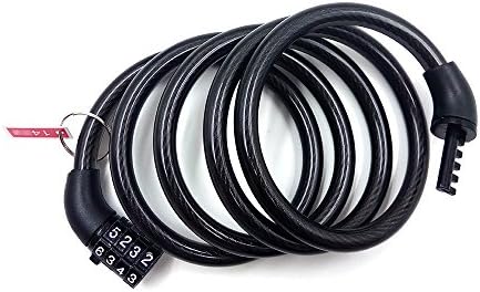 Bike Lock Cable Deh Anti-theft Portable Weatherproof 4-Digit Lock Bike Cable Combination Lock Self Coiling Cable Lock Chain for Biking Motorcycle Trailer Scooter Fence Rack Stand Black
