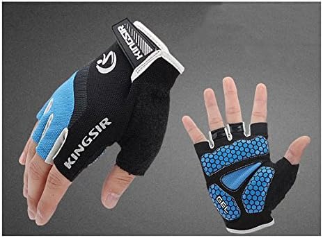Outdoor Sport Gloves Summer Cycling Bike Bicycle Riding Gym Fitness Half Finger Gloves Shockproof Mittens - Blue , L