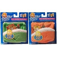 Zhu Zhu Pets Hamster Bed and Blanket GREEN and ORANGE Combo Set