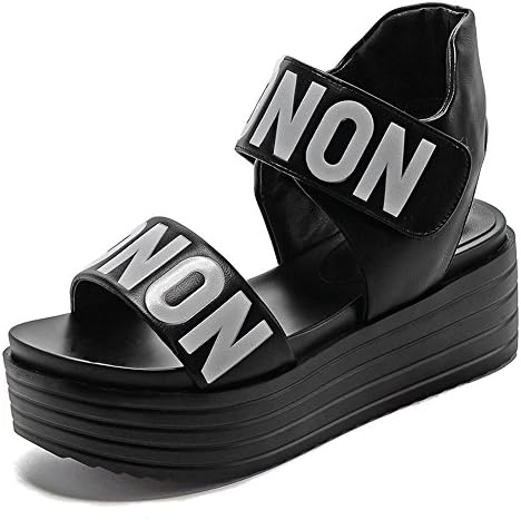 Dunhu Stylish Women's Patent PU Alphabetic Platform Sandals