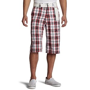 Southpole Young Mens Plaid Belted Short