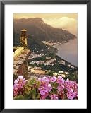 Sea and Flowers from Hotel Polumbo in Ravello, Italy Framed Art Poster Print by Richard Nowitz, 25x31