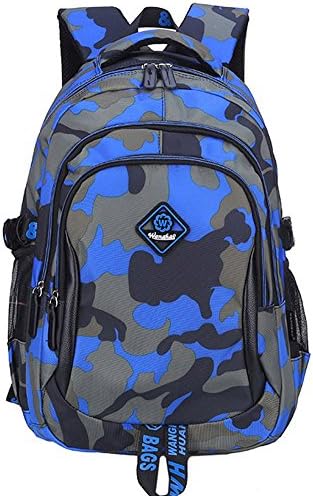 Yamine Camo Book Bag Kids Elementary School Bookbag Backpacks for Boys Sky Blue