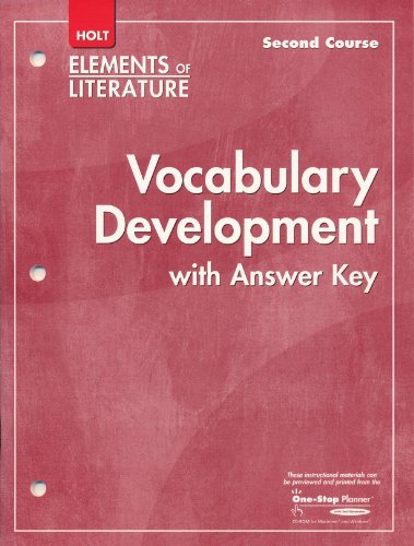 elements of literature 2nd course grade 8 vocabulary development with answer key