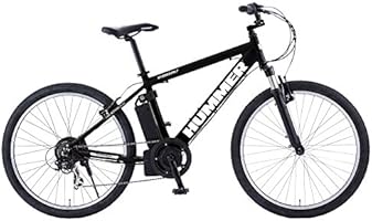 HUMMER(ハマー) AL-ATB267E Assist ブラック 5.8Ah充電式リチウムイオン搭載 26インチ アルミフレーム電動アシストマウンテンバイク フロントサスペンション搭載 シマノ製7段変速ギア 専用充電器付き 13722-0199