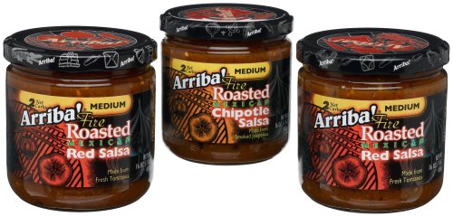 Arriba! Fire Roasted Medium Variety Pack (2 Red Salsa & 1 Chipotle Salsa), 16-Ounce Jars (Pack of 3)
