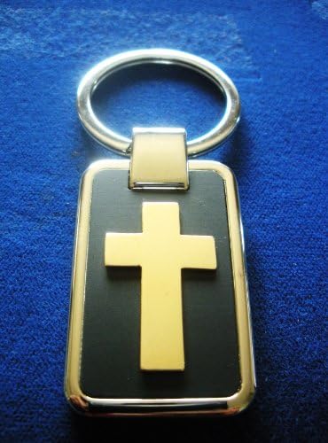 WWJD? Black Onyx Key Chain with 14K Filled Cross