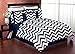 Navy Blue and White Chevron Window Treatment Zig Zag Panels - Set of 2