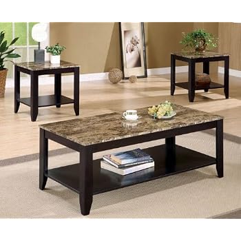Set A Shopping Price Drop Alert For 3pc Coffee Table & End Table Set Marble Top Espresso Finish