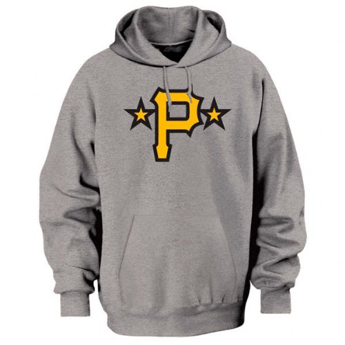 Pittsburgh Pirates Majestic Steel Heather Cooperstown Tek Patch Hooded Sweatshirt