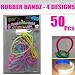 48 Shaped Glow in Dark Rubber Bands Like Silly Bandz - (4 Packs of 12 Bands) Including Star and Moon, Cartoon, Sport, Christmas Shapes Rubber Band Like Silly Bandz + Flexible Bendable Pencil + 3 Colors Silicon Wrist Band