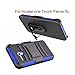 Circle Alcatel OneTouch Fierce XL Case, Combo Rugged Shell Cover Holster with Built-in Kickstand and Holster Locking Belt Clip (TM) Stylus Touch Screen Pen and Screen Protector - Blue