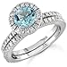 18K White Gold Aquamarine And Diamond Wedding Ring Set