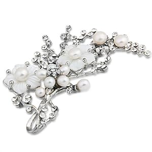68-72mm Metall Brosche Nadel Perle Strass Silber Farbe Mode