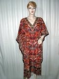 Satin Sleepwear Short Sleeve Evening Lounge Wear Orange Black Paisley Print Xxl