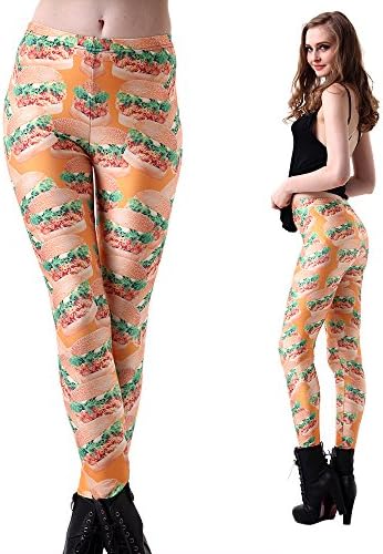 Junk Food Clothing Orange Burger Food Leggings for women