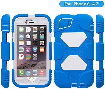 Iphone 6 Case, Aceguarder New Hot [Shockproof] [Light Weight] [Rainproof] Extreme Duty Screen Protector Cover Case with Stand for Iphone 6 4.7 Inch (Blue+white)