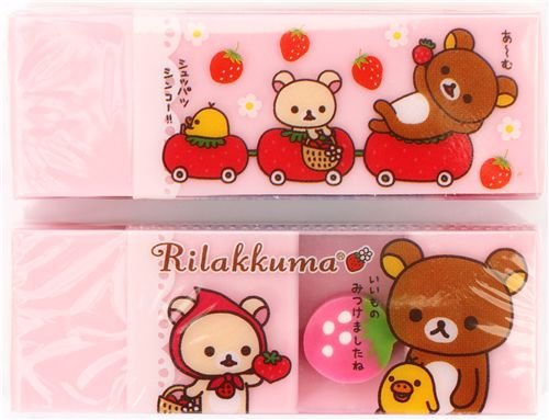 Imagen 2 de Bonita goma rosa de Rilakkuma de fresas
