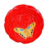 Garden Water Features & Outdoor Fountains item: Achla Feng Shui Patio Decor Multi-Colored Ceramic Vermilion Birdbath Decorative Garden Bird Feeders