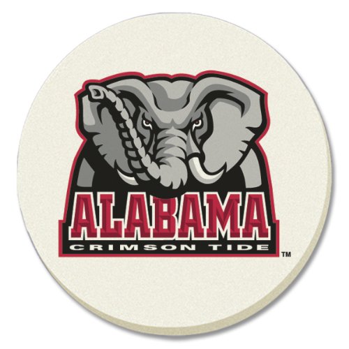 NCAA Absorbent Coaster Four Pack Gift Set with Butcher Block Holder