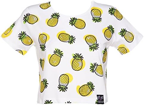 Ladies Pineapple Repeat Print Cropped T Shirt from Hero and Cape