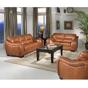 Rich Chestnut Leather Living Room Set by HomeLine