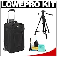Lowepro Pro Roller x100 Digital SLR Camera Bag/Backpack Case With Wheels (Black) + Tripod + Accessory Kit for Canon Rebel T3, T3i, T1i, T2i, EOS 60D, 50D, 5D, 7D, Nikon D3000, D3100, D5000, D7000, D300s, Olympus Evolt E-5, E-30, E-620 and Sony Alpha A560, A580, A33, A55