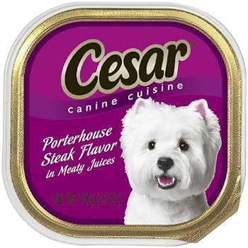 Set A Shopping Price Drop Alert For Cesar Canine Cuisine Porterhouse Steak Flavor in Meaty Juices for Small Dogs, 3.5-Ounce Trays (Pack of 24)