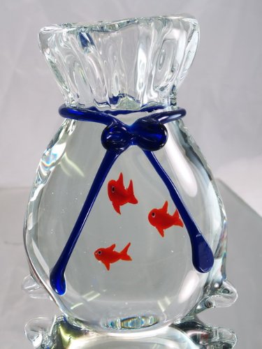 Murano Mouth Blown Rainbow Huge Heavy Solid Glass Fish Bag Family Sculpture