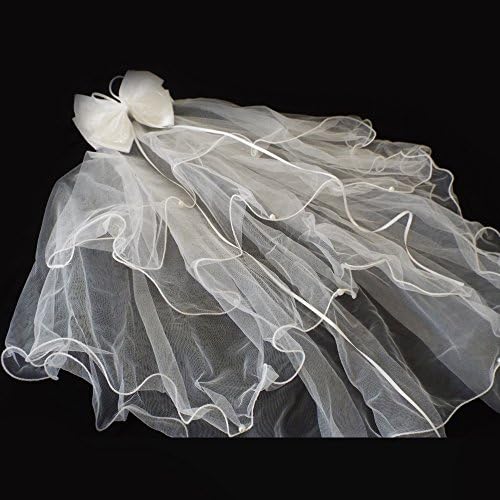 Bridal Veil With Clear Comb Perfect For The Bride To Be and Bachelorette Parties or Bridal Showers (22 inches long with satin lace bow)