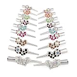 1 Dozen Pair Colored Rhinestone Heart Hair Clips Accessory