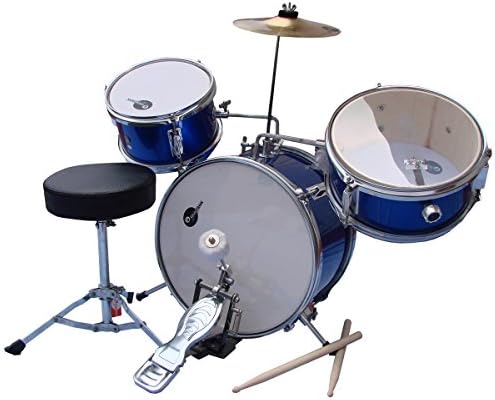 Soundtrack Pro Audio DBJ30-62-BL 3 Piece Kid Junior Children Drum Set Kit, Blue