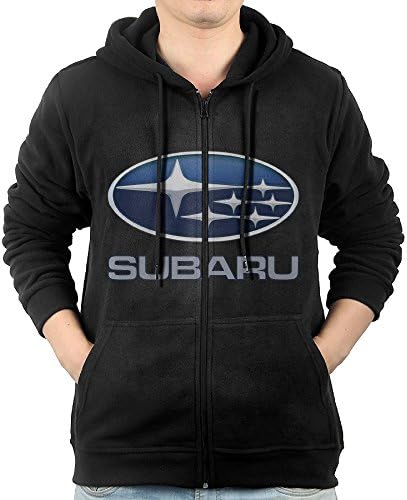 Men's Long Sleeve Zip Up Hoodie Sweatshirt With Pockets Subaru Black