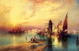 IMAGE OF Ready to hang paintings on stretched canvas - Thomas Moran - 24 x 16 inches - Venice 4