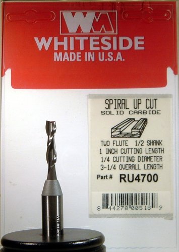 RU4700 SOLID CARBIDE 2 FLUTE UP-CUT STANDARD SPIRAL ROUTER BIT 1/4 DIA X 1 CL X 1/2 SHANK