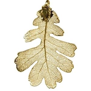New 24Karat Gold Plated Lacey Oak Leaf Pendant
