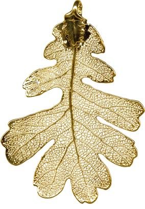 New 24Karat Gold Plated Lacey Oak Leaf Pendant
