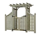Colonial Garden Arbor with Square Lattice, Wing Extensions, and Gates