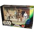 Star Wars The Power of The Force 3-Pack Movie Scene 4 Inch Tall Action Figure Set - Purchase of The Droids with Uncle Owen Lars, C-3PO, and Luke Skywalker Figures Plus Display Base